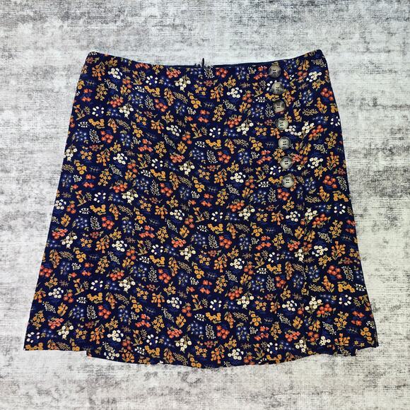 Madewell Skirt Womens 0 Blue Floral Button Front A Line Lined Fall Viscose Cute - Picture 1 of 12